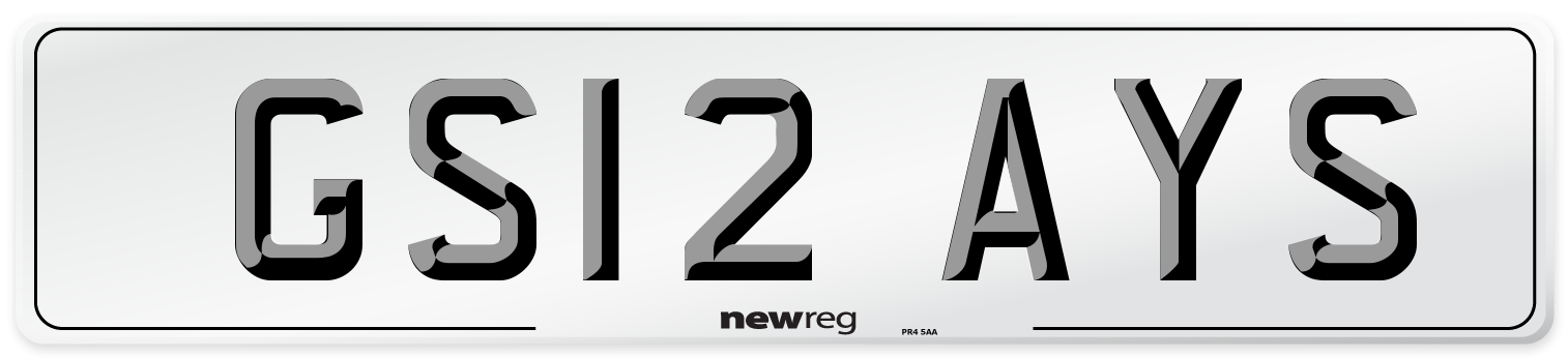 GS12 AYS Number Plate from New Reg